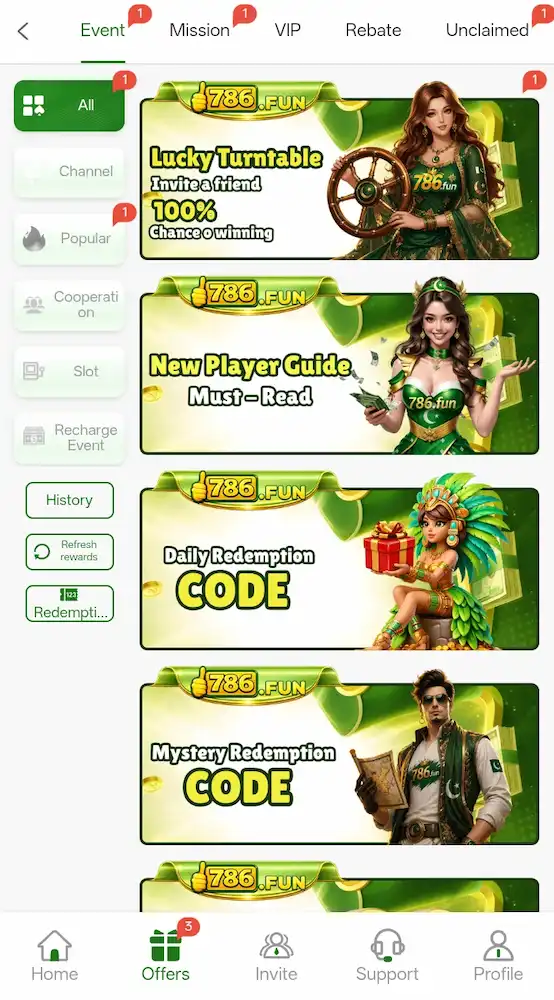 786FUN Game Bonuses